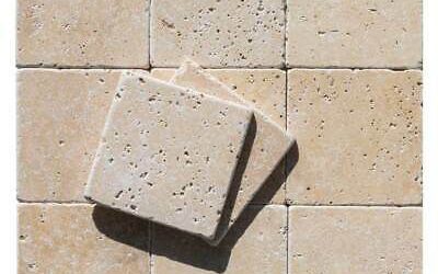 Travertino Envejecido Bombo (14x14x2 cm)