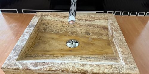 Lavabo Cuadrado Travertino Amarillo